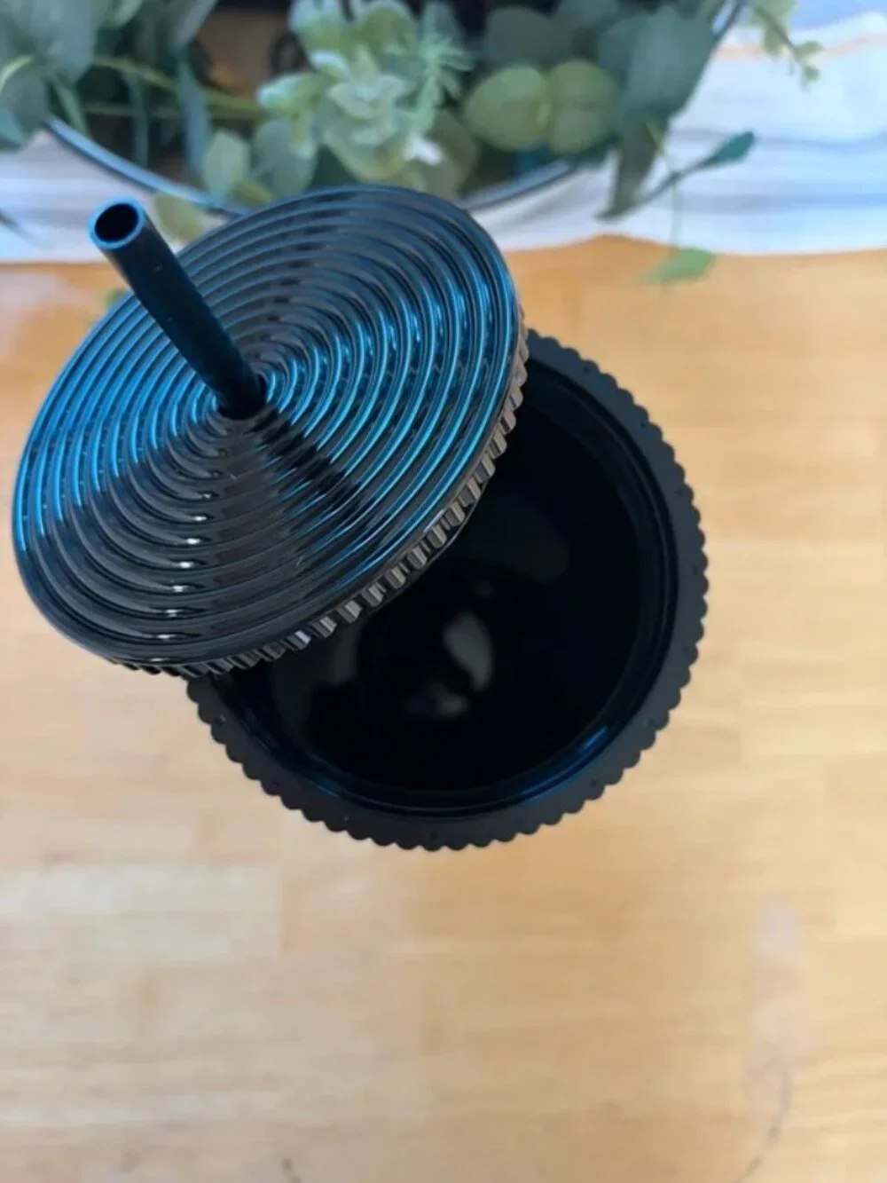 Starbucks 24oz Black Metallic Ribbed Tumbler